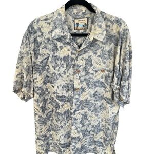 Vintage Imprints Sportswear leaf print button up short sleeve short L